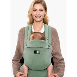 Momcozy - Baby Carrier With Natural Cotton Linen, Sage Green Discount