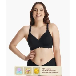 Momcozy - Seamless Floral Push Up Nursing Bra-Black Outlet