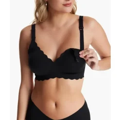 Momcozy - Seamless Floral Push Up Nursing Bra-Black Outlet