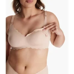 Momcozy - Seamless Floral Push Up Nursing Bra, Oyster Pink Hot
