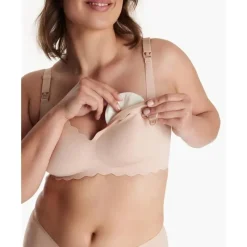 Momcozy - Yn46 Seamless Floral Push Up Nursing Bra-Oyster Pink, Xl Outlet