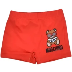 Moschino - Calção de banho para bebê menino com urso em óculos de sol, vermelho Outlet