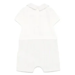 Moschino Baby - Boy Short Sleeve Romper With Stripes And Bear Print Beige Outlet