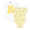 Moschino Baby - Conjunto de Body de Jersey Unissex com Brinquedo Dourado New