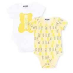 Moschino Baby - Conjunto de Body de Jersey Unissex com Brinquedo Dourado New