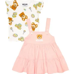Moschino Baby - conjunto de vestido e camiseta com babados para meninas Bear Born, Sugarrose Discount
