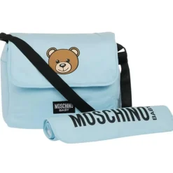 Moschino Baby - Diaper Bag With Changing Bear Logo Print, Light Blue Best