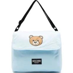 Moschino Baby - Diaper Bag With Changing Bear Logo Print, Light Blue Best