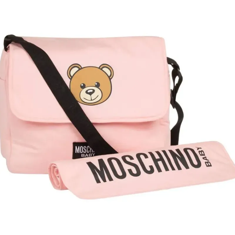 moschino_baby__diaper_bag_SKUPRnCQ85G_0.webp Moschino Baby - Diaper Bag With Changing Mt Bear Logo Print, Pink Sale