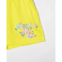 Moschino Baby - Girl Shorts com logotipo de elefante pequeno, amarelo Sale