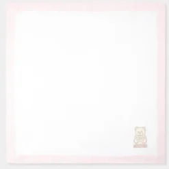 Moschino Baby - Popeline Striped Blanket With Bear Embroidery, Light Pink Hot