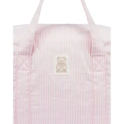 Moschino Baby - Striped Diaper Bag With Bear Patch Changing Mat Light Pink Clearance