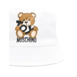 Moschino Baby - Unisex Toy Bear Logo Print Bucket Hat With Gift Box, White Online