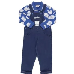 Moschino bebê - menino camisa pólo e conjunto de macacão de pelúcia, azul Discount