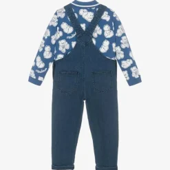 Moschino bebê - menino camisa pólo e conjunto de macacão de pelúcia, azul Discount