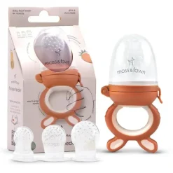 Moss u0026 Fawn Moss &amp; Fawn - Alimentador de forragem, brinquedo de dentição de comida para bebê congelada de silicone calmante, terracota New