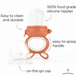 Moss u0026 Fawn Moss &amp; Fawn - Alimentador de forragem, brinquedo de dentição de comida para bebê congelada de silicone calmante, terracota New