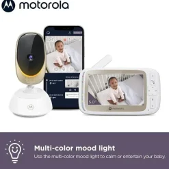 Motorola - Monitor de bebê VM85 Indoor WiFi Vídeo com câmera e luz ambiente Fashion