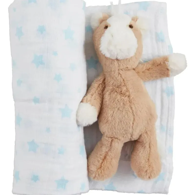 mud_pie__baby_boy_blue_st_SKUr3gL8g8d_1.webp Mud Pie - Baby Boy Blue Star Swaddle & Rattle Set Best