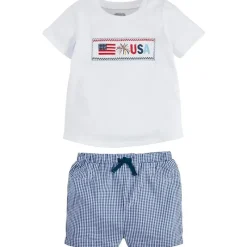 Mud Pie - Baby Boy Flag Smocked Short Set Discount