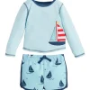 Mud Pie - Baby Boy Sailboat Rash Guard & Swim Trunks Set Clearance