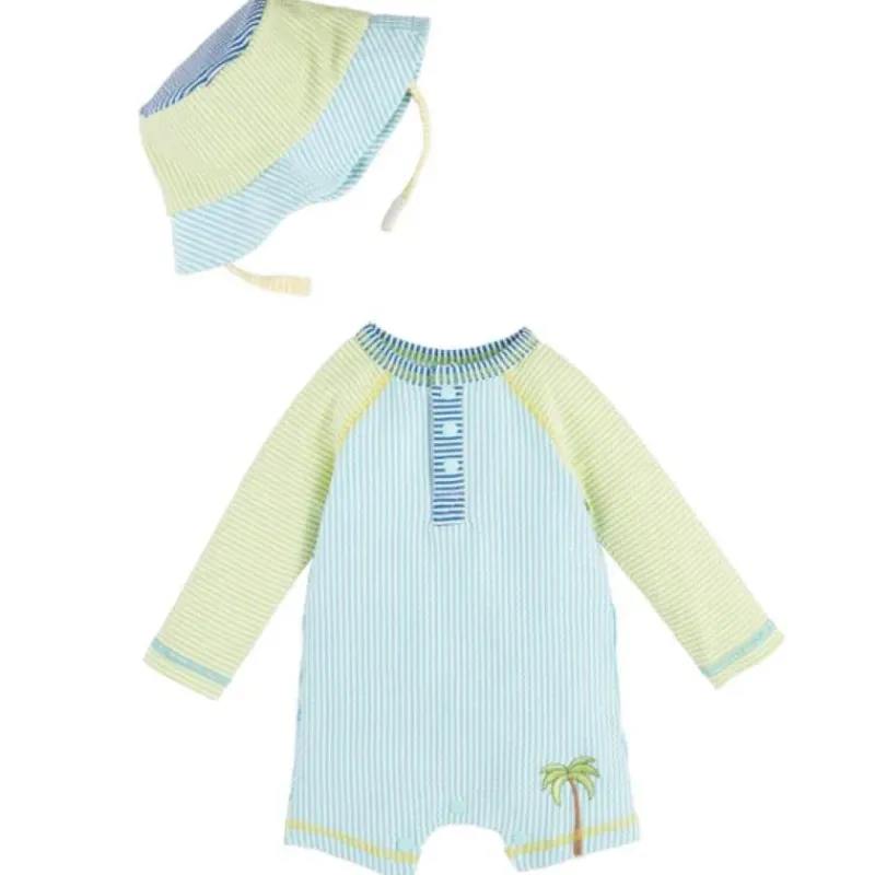 mud_pie__baby_boy_seersuc_SKU3ysAyvNn_0.webp Mud Pie - Baby Boy Seersucker Rashguard One-Piece & Hat Set Outlet