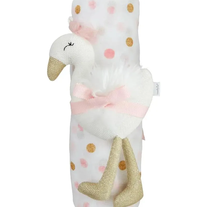 mud_pie__baby_girl_pink_a_SKUL4sW9p8X_0.webp Mud Pie - Baby Girl Pink & Gold Dot Swaddle & Rattle Set Discount