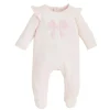 Mud Pie - Baby Girl Pink Boucle Bow Sleeper, 6/9M New