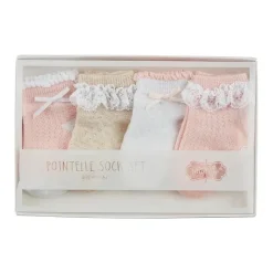 Mud Pie - Baby Pink Pointelle Baby Sock Set, 0/12 Months Sale