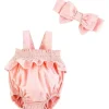 Mud Pie - Conjunto Bolha Dobby Rosa e Tiara Fashion