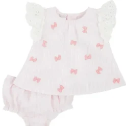 Mud Pie - Conjunto de avental com laço rosa bordado Hot
