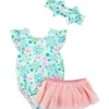 Mud Pie - conjunto de maiô e tutu reversível tartaruga/listras Sale