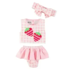 Mud Pie - conjunto de maiô e tiara de morango para bebê menina New