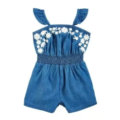 Mud Pie - Macacão jeans bordado infantil New