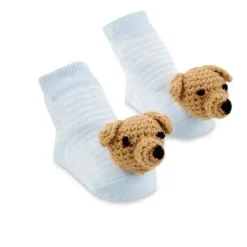 Mud Pie - Meias Rattle Toe Blue Dog 0-12M Best