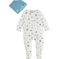 Mud Pie - Sports Print Sleeper & Bib Set Hot