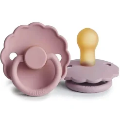 Mushie - 2 unidades de chupeta de borracha natural Frigg Daisy, rosa bebê/lilás suave, 0/6M Sale