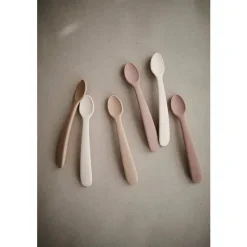 Mushie - 2 unidades de colheres de alimentação de silicone, pedra/malva turva Fashion