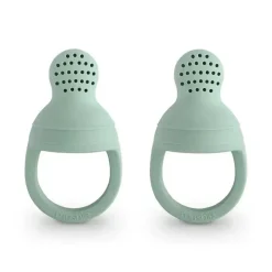 Mushie - Alimentador de alimentos frescos de silicone 2Pk Cambridge Blue Clearance