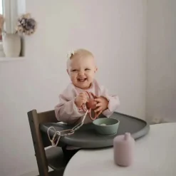 Mushie – Babador de bebê de manga comprida, tecido impermeável, ajuste ajustável para idades de 6 a 24 meses, blush Online