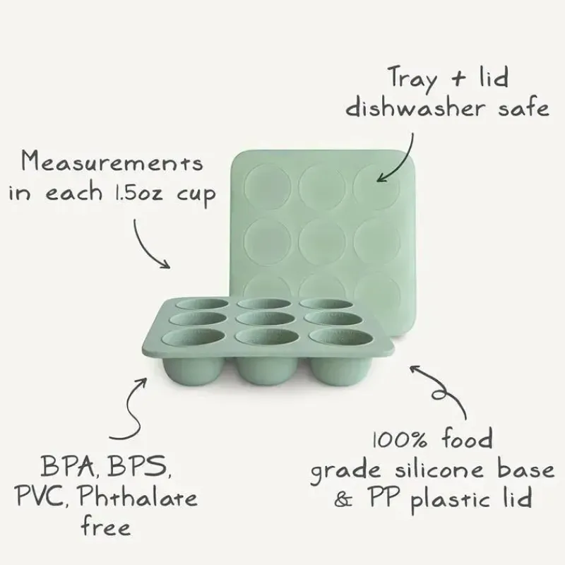 mushie__bandeja_de_silico_SKUSRJDo5nI_3.webp Mushie - Bandeja de silicone para freezer de comida para bebê com tampa, 9 xícaras de 1,5 onças, Cambridge Blue Best