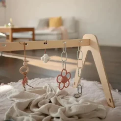 Mushie - Brinquedo de anéis de elo de corrente para bebê, contagem de 12, brinquedo de conexão para carrinho de carro multiuso, areia móvel, blush, azul Cambridge Fashion