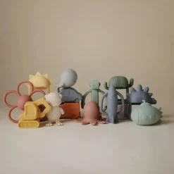 Mushie - Brinquedo mordedor de chocalho robô bebê de silicone Fashion