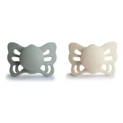 Mushie - Chupeta Anatômica de Silicone Borboleta Creme/Sálvia 2Pk, 0/6M Best