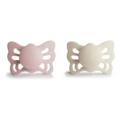 Mushie - Chupeta Anatômica de Silicone Borboleta Creme/Blush 2Pk, 0/6M New