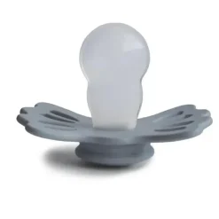 Mushie - chupeta de silicone simétrica Lucky 2Pk, 6/18M, cinza ótimo/cinza prateado New
