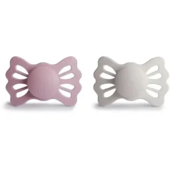 Mushie - chupeta de silicone simétrica Lucky 2Pk, 6/18M, prímula/cinza prateado Hot