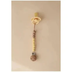 Mushie - Clipe de chupeta de silicone Eva, amarelo suave Clearance
