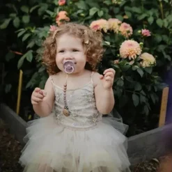 Mushie - clipe de chupeta de silicone Eva, malva New