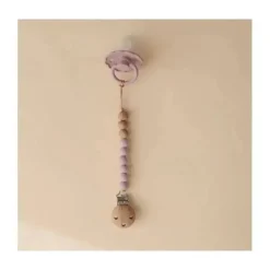 Mushie - clipe de chupeta de silicone Eva, malva New